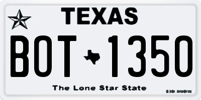 TX license plate BOT1350