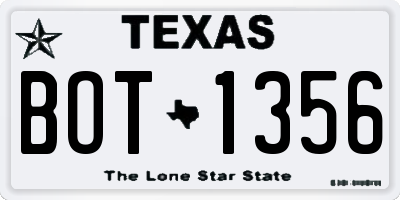 TX license plate BOT1356