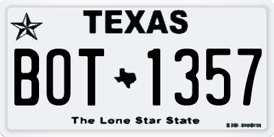TX license plate BOT1357