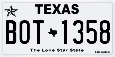 TX license plate BOT1358