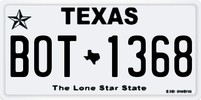TX license plate BOT1368