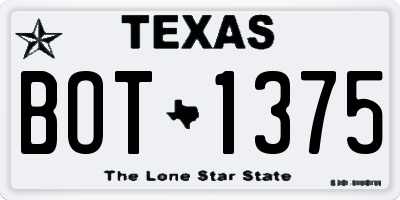 TX license plate BOT1375