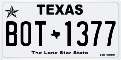 TX license plate BOT1377