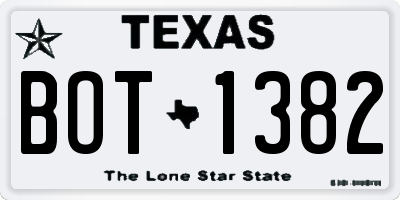 TX license plate BOT1382