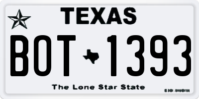 TX license plate BOT1393