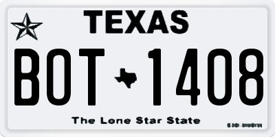 TX license plate BOT1408