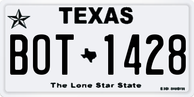 TX license plate BOT1428