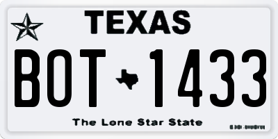 TX license plate BOT1433