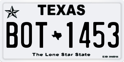 TX license plate BOT1453