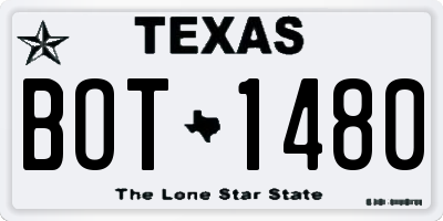 TX license plate BOT1480