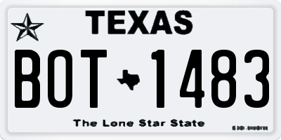 TX license plate BOT1483