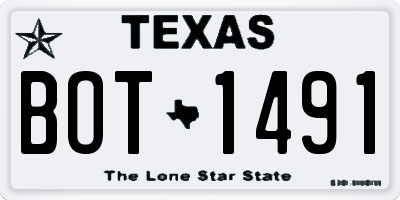 TX license plate BOT1491