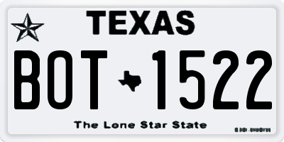 TX license plate BOT1522