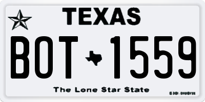 TX license plate BOT1559