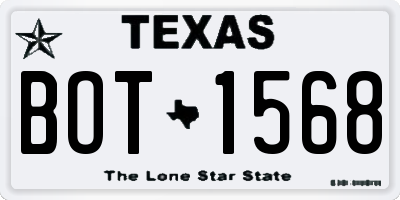 TX license plate BOT1568