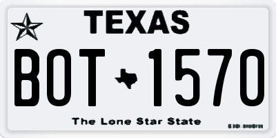 TX license plate BOT1570