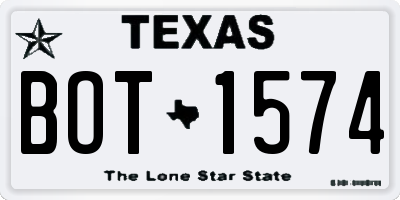 TX license plate BOT1574