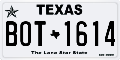 TX license plate BOT1614