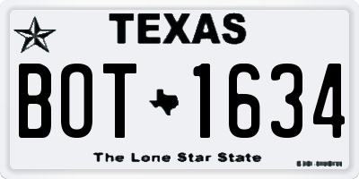 TX license plate BOT1634
