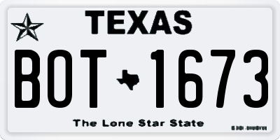 TX license plate BOT1673