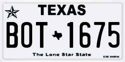 TX license plate BOT1675