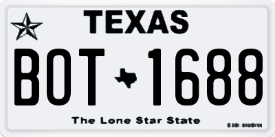 TX license plate BOT1688