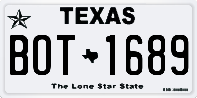 TX license plate BOT1689