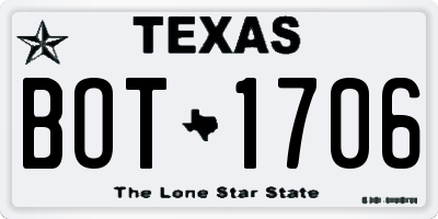 TX license plate BOT1706