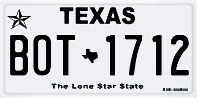 TX license plate BOT1712