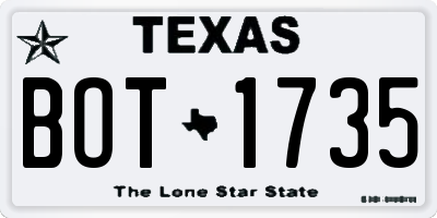 TX license plate BOT1735