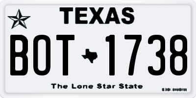 TX license plate BOT1738