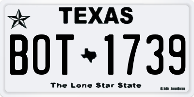 TX license plate BOT1739