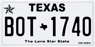 TX license plate BOT1740