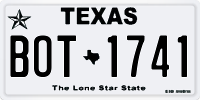 TX license plate BOT1741