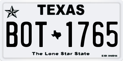 TX license plate BOT1765