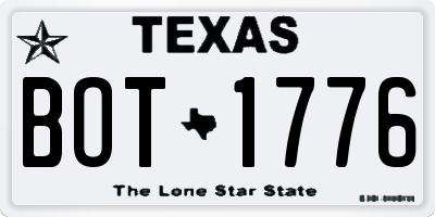 TX license plate BOT1776