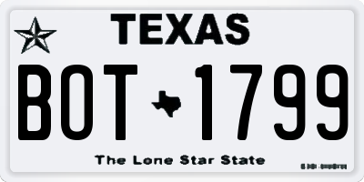 TX license plate BOT1799
