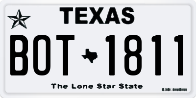 TX license plate BOT1811