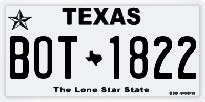 TX license plate BOT1822