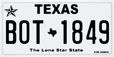 TX license plate BOT1849