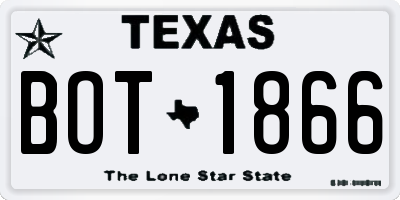 TX license plate BOT1866