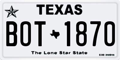 TX license plate BOT1870
