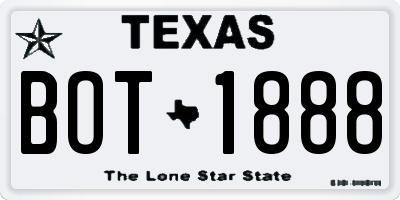TX license plate BOT1888