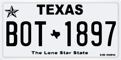 TX license plate BOT1897