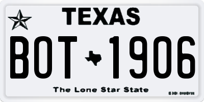 TX license plate BOT1906