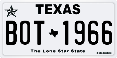 TX license plate BOT1966