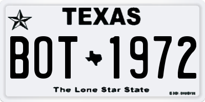 TX license plate BOT1972