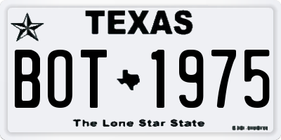 TX license plate BOT1975