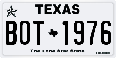 TX license plate BOT1976