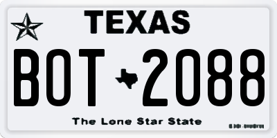 TX license plate BOT2088